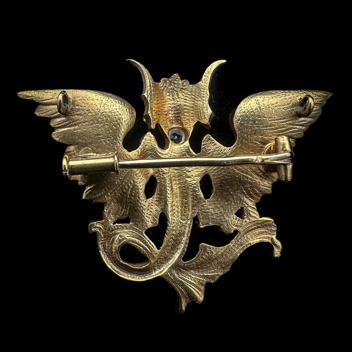 18 Carat Gold Winged Chimera Pendant Brooch, Mid 19th Century-photo-2