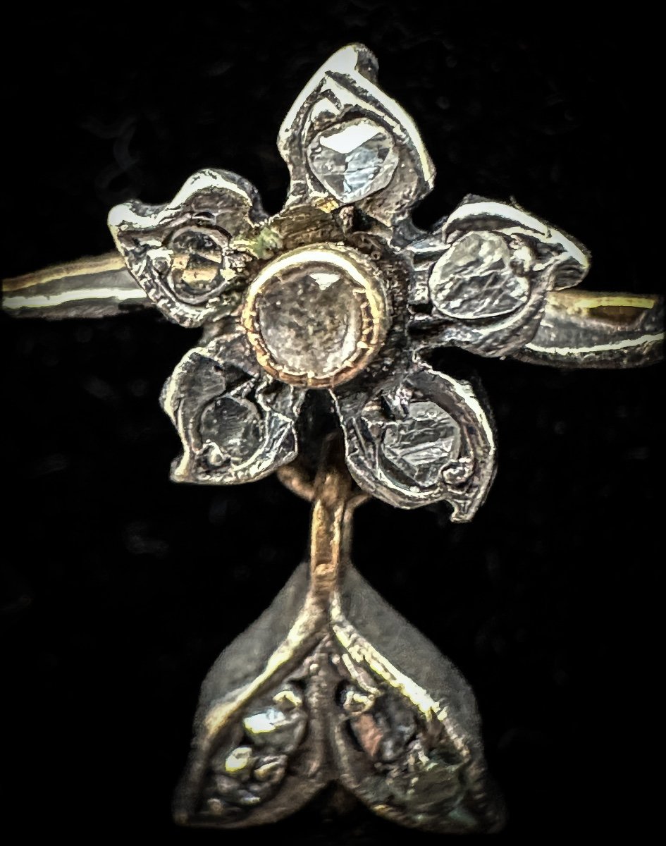 Collier En Argent Et Or, Serti De Diamants Taille Rose, époque Art Nouveau Collier D’é-photo-4