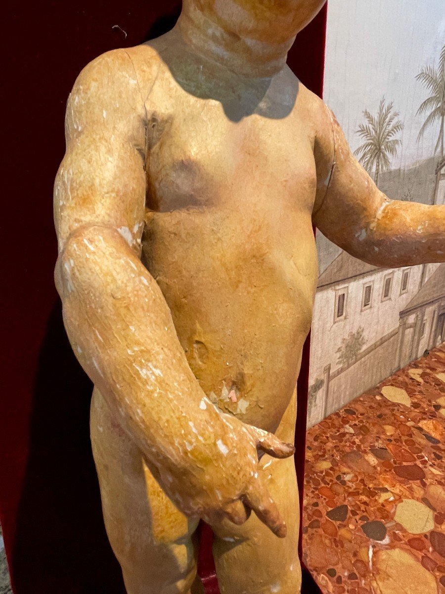 Enfant Jésus Sculpté En Bois Polychrome – époque XVIIIe ۩-photo-2