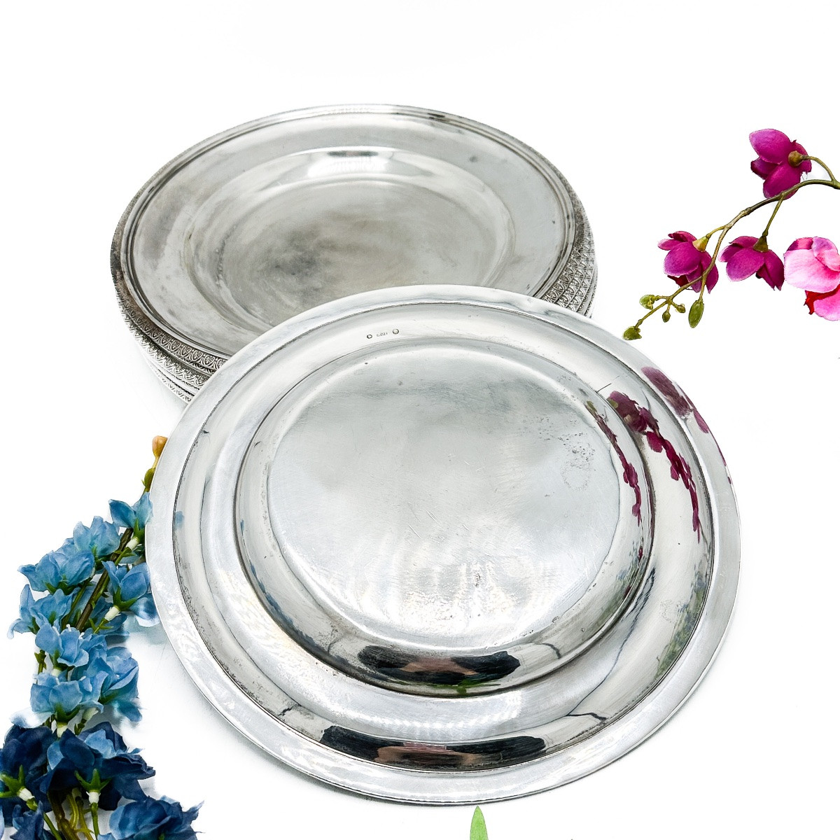 Set Of 8 Solid Silver Plates, Vienna, Second Half Of The 19th Century, Josef Carl Klinko-photo-5
