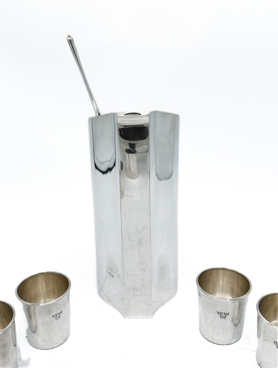925 Sterling Silver Cocktail Set, Swedish Silversmith Borgila, 1969  -photo-4