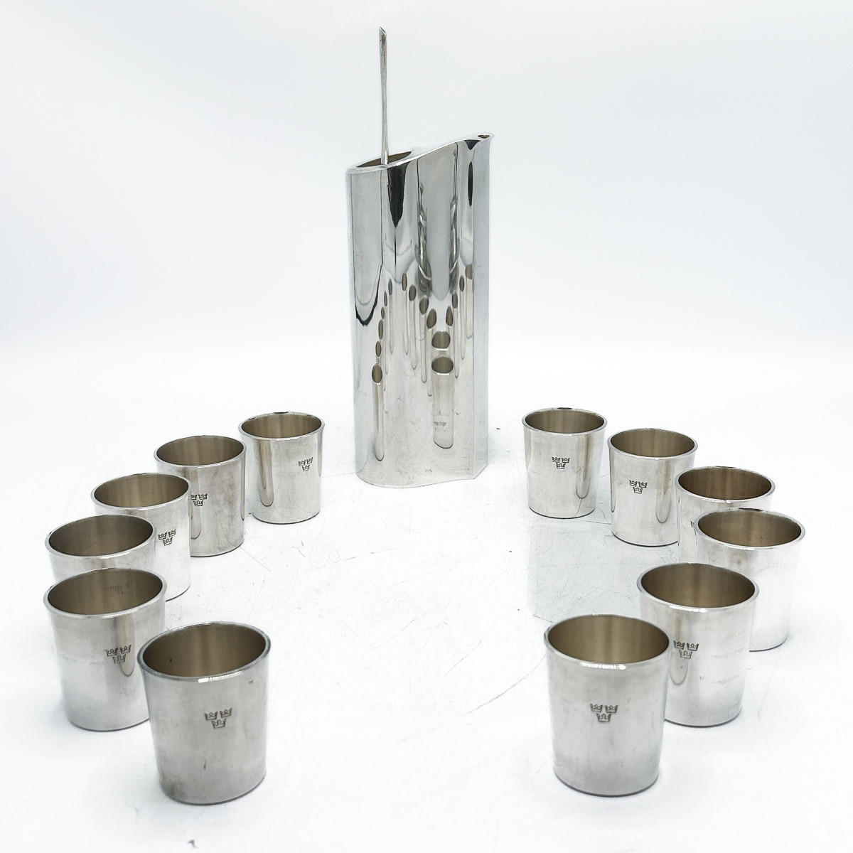 925 Sterling Silver Cocktail Set, Swedish Silversmith Borgila, 1969  