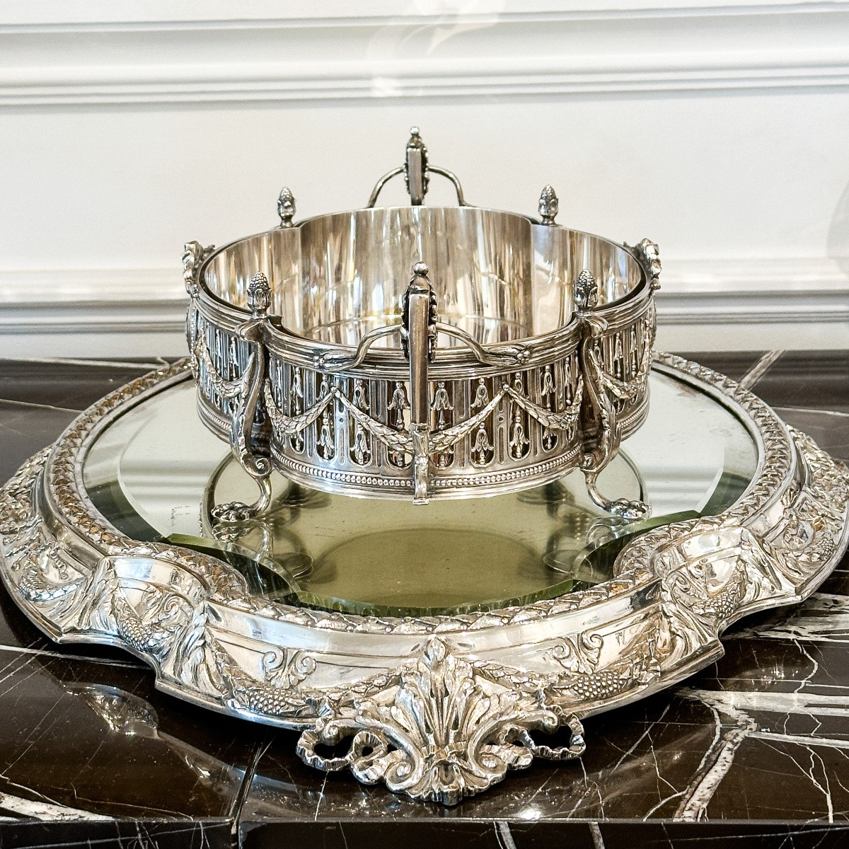 Hanau, Jardinière And Above All In Solid Silver 800 Thousandths, Louis XVI Style Circa 1870-photo-4