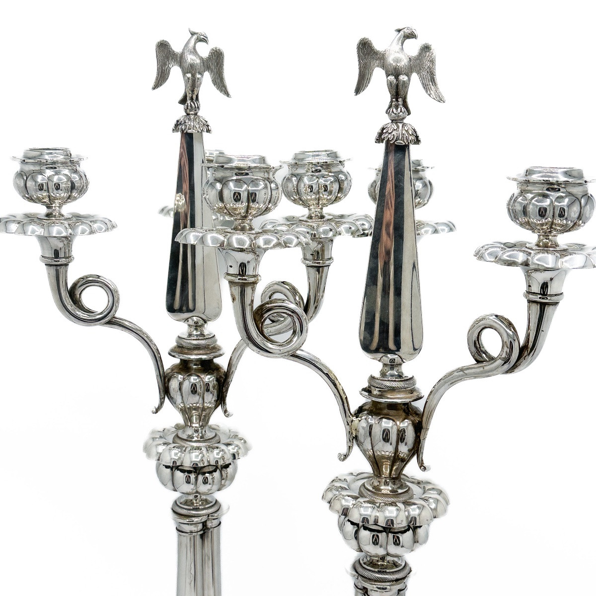 Pair Of Dutch Candelabras In 934 Sterling Silver, Amsterdam, 1838 - Stellingwerff-photo-3