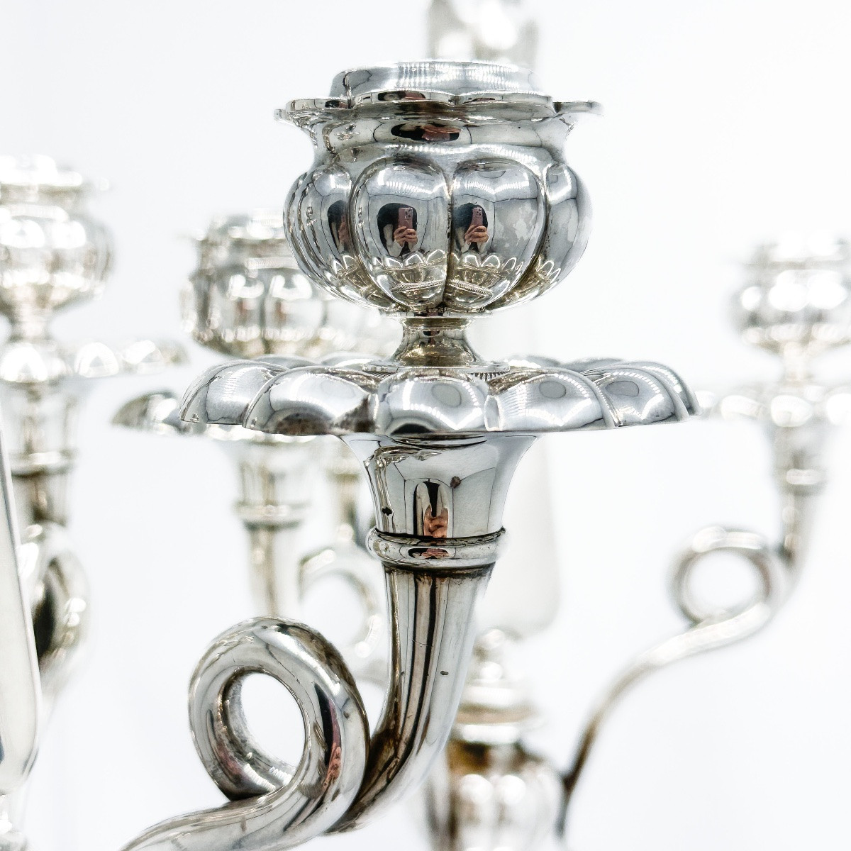 Pair Of Dutch Candelabras In 934 Sterling Silver, Amsterdam, 1838 - Stellingwerff-photo-1