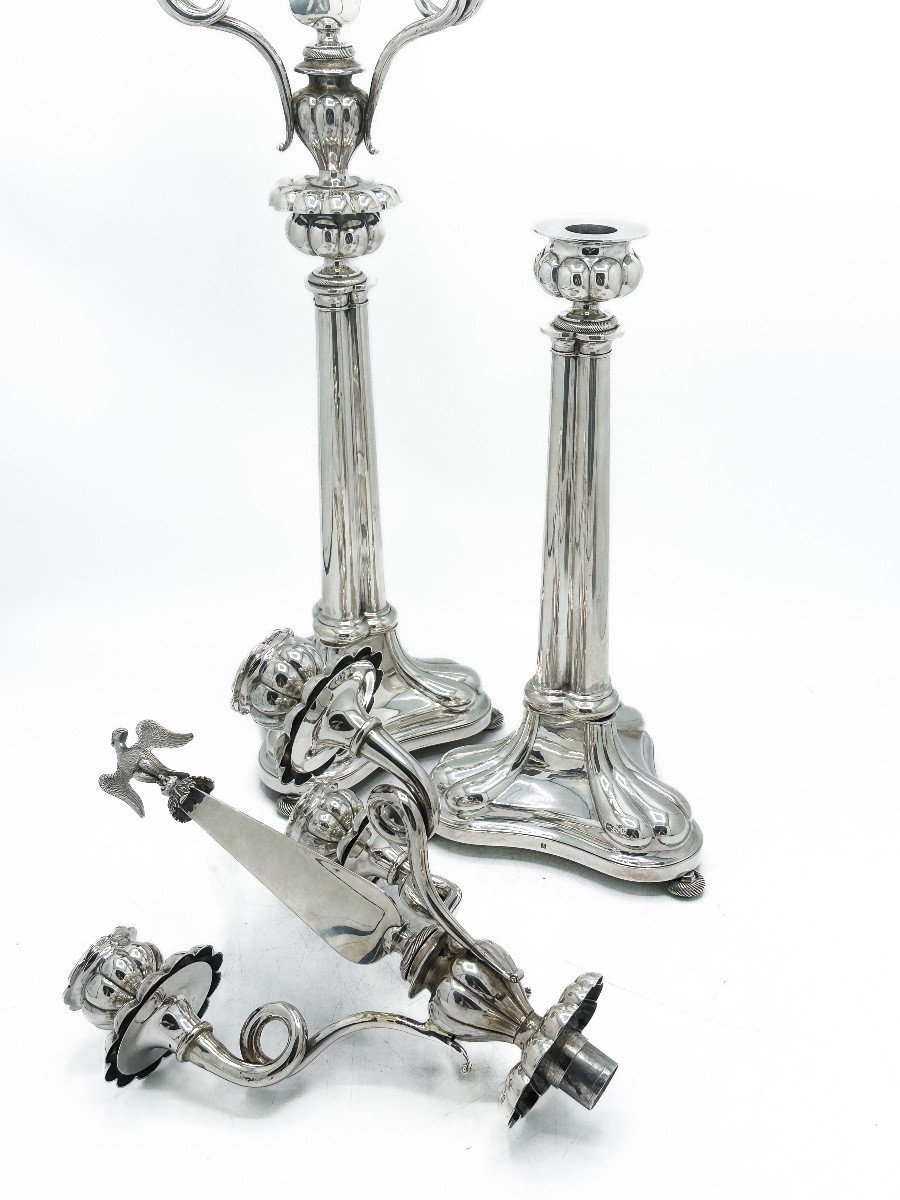 Pair Of Dutch Candelabras In 934 Sterling Silver, Amsterdam, 1838 - Stellingwerff-photo-8