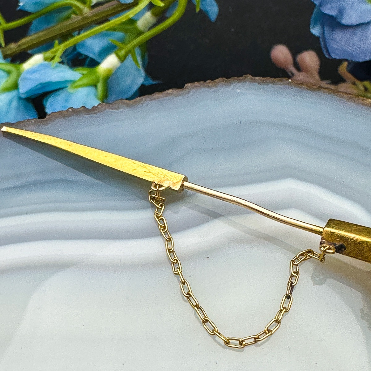 épingle à Cravate En Or 18 Carats, Forme D’épée Et Fourreau, Avec Lapis-lazuli, Travail Belge -photo-4