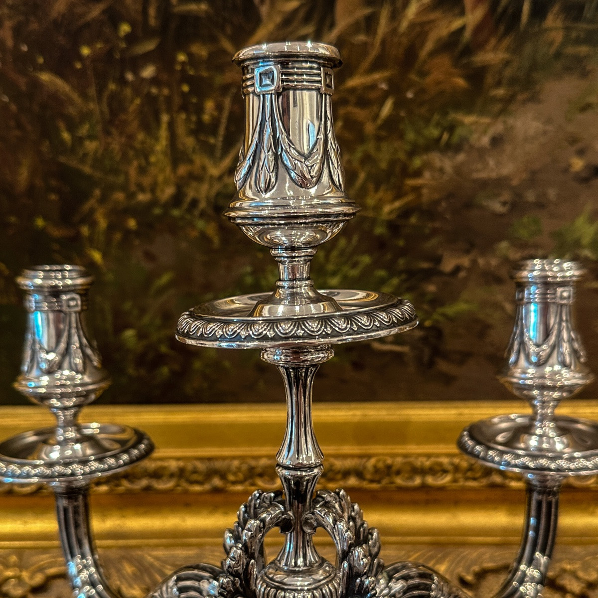 Paire De Candélabres En Argent 800 Millièmes, Koch & Bergfeld, Brême, Fin Du XIXe Siècle  -photo-2