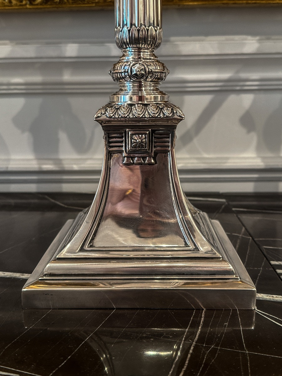 Paire De Candélabres En Argent 800 Millièmes, Koch & Bergfeld, Brême, Fin Du XIXe Siècle  -photo-3
