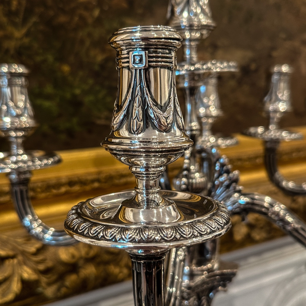 Paire De Candélabres En Argent 800 Millièmes, Koch & Bergfeld, Brême, Fin Du XIXe Siècle  -photo-4