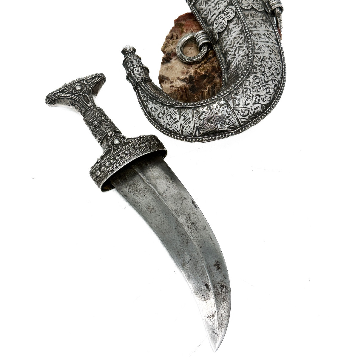Yemeni Jambiya In Solid Silver – Traditional Dagger-photo-2