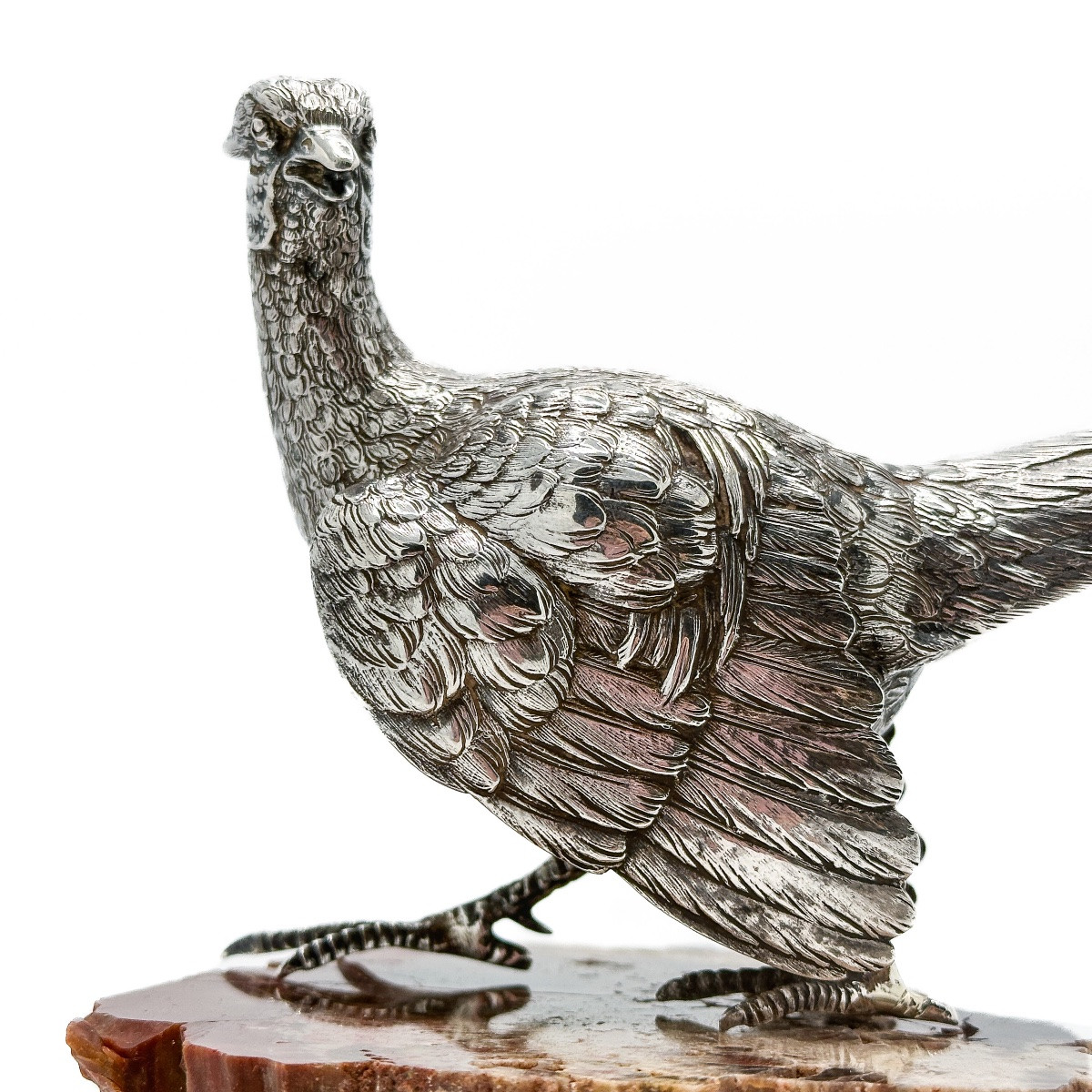 Male Pheasant In Sterling Silver – Dutch Work, Early 20th Century -photo-3