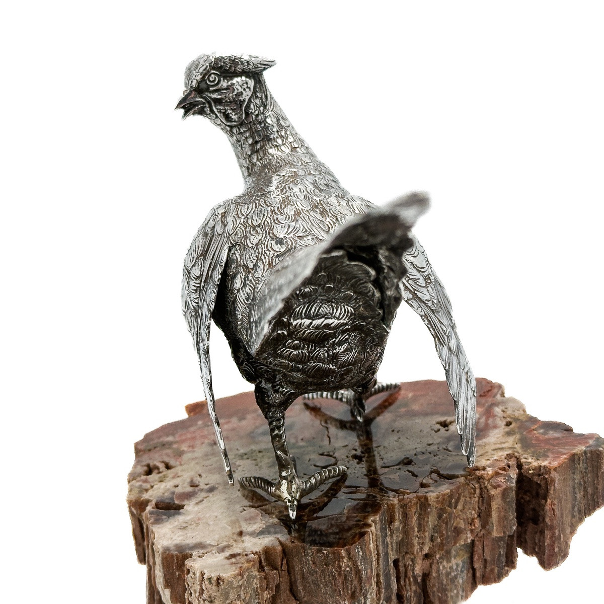 Male Pheasant In Sterling Silver – Dutch Work, Early 20th Century -photo-3