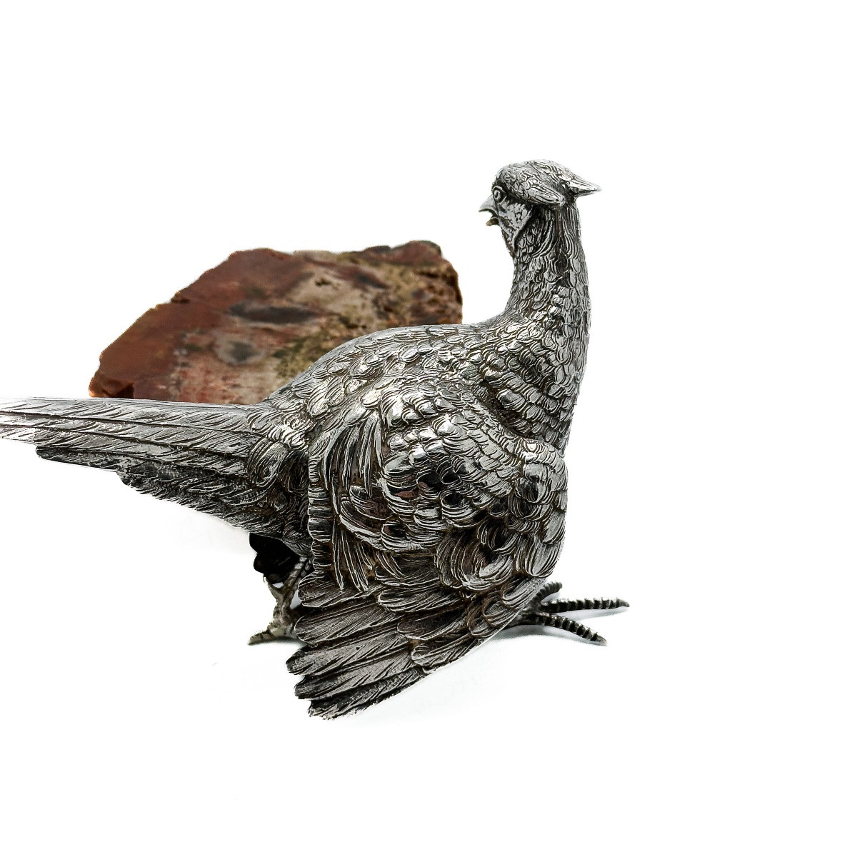 Male Pheasant In Sterling Silver – Dutch Work, Early 20th Century -photo-4