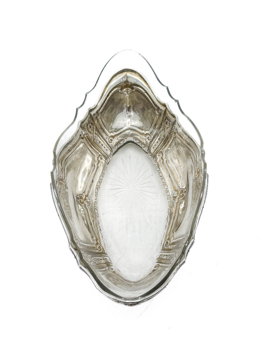 Jardinière allemande en argent massif et cristal taillé, vers 1890  -photo-3