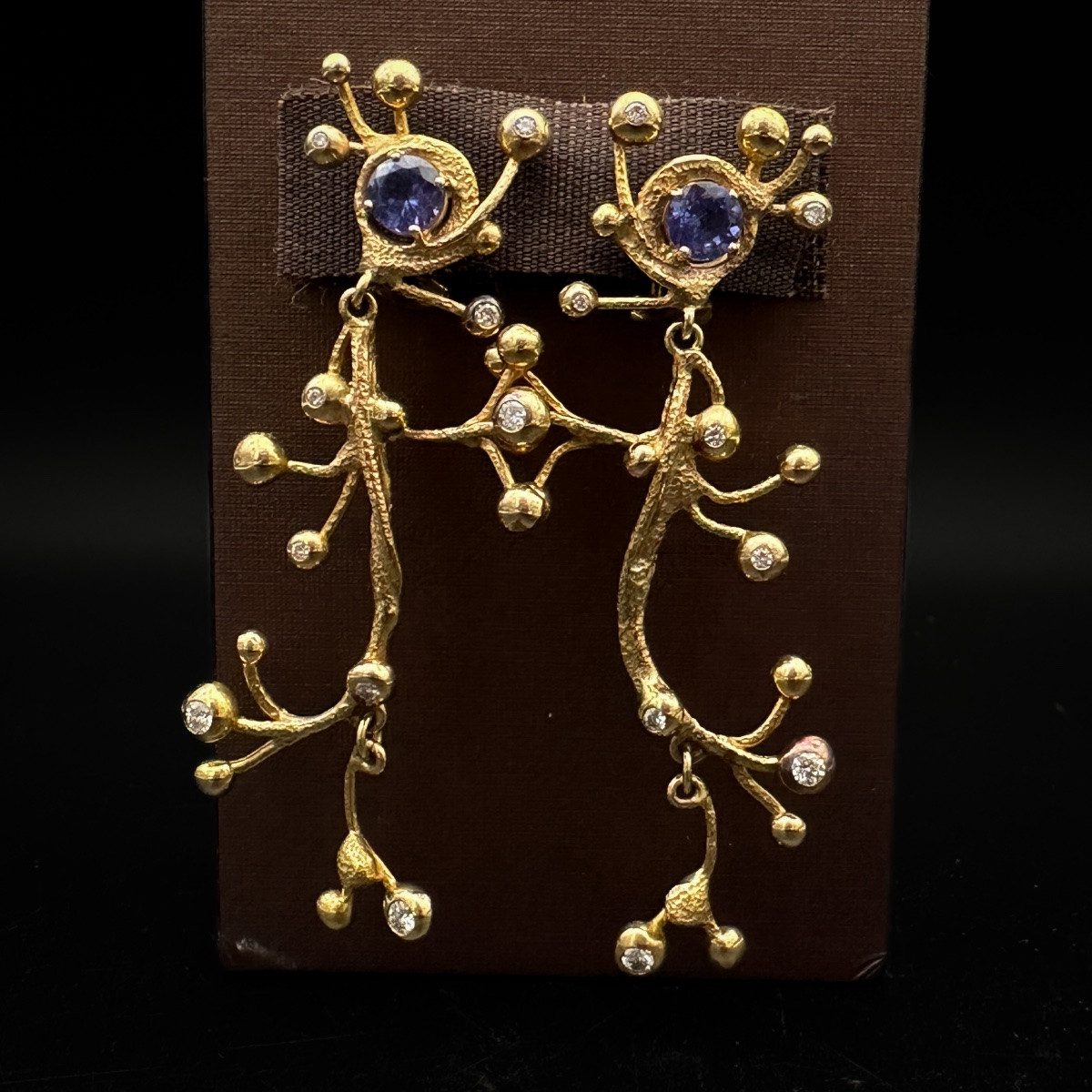 18k Gold, Tanzanite And Diamond Clip-on Earrings – Collection Ii, Roulla -photo-3
