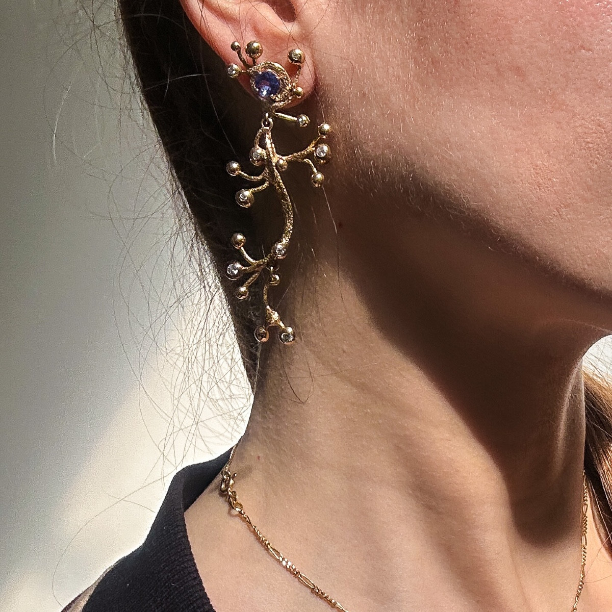 18k Gold, Tanzanite And Diamond Clip-on Earrings – Collection Ii, Roulla 