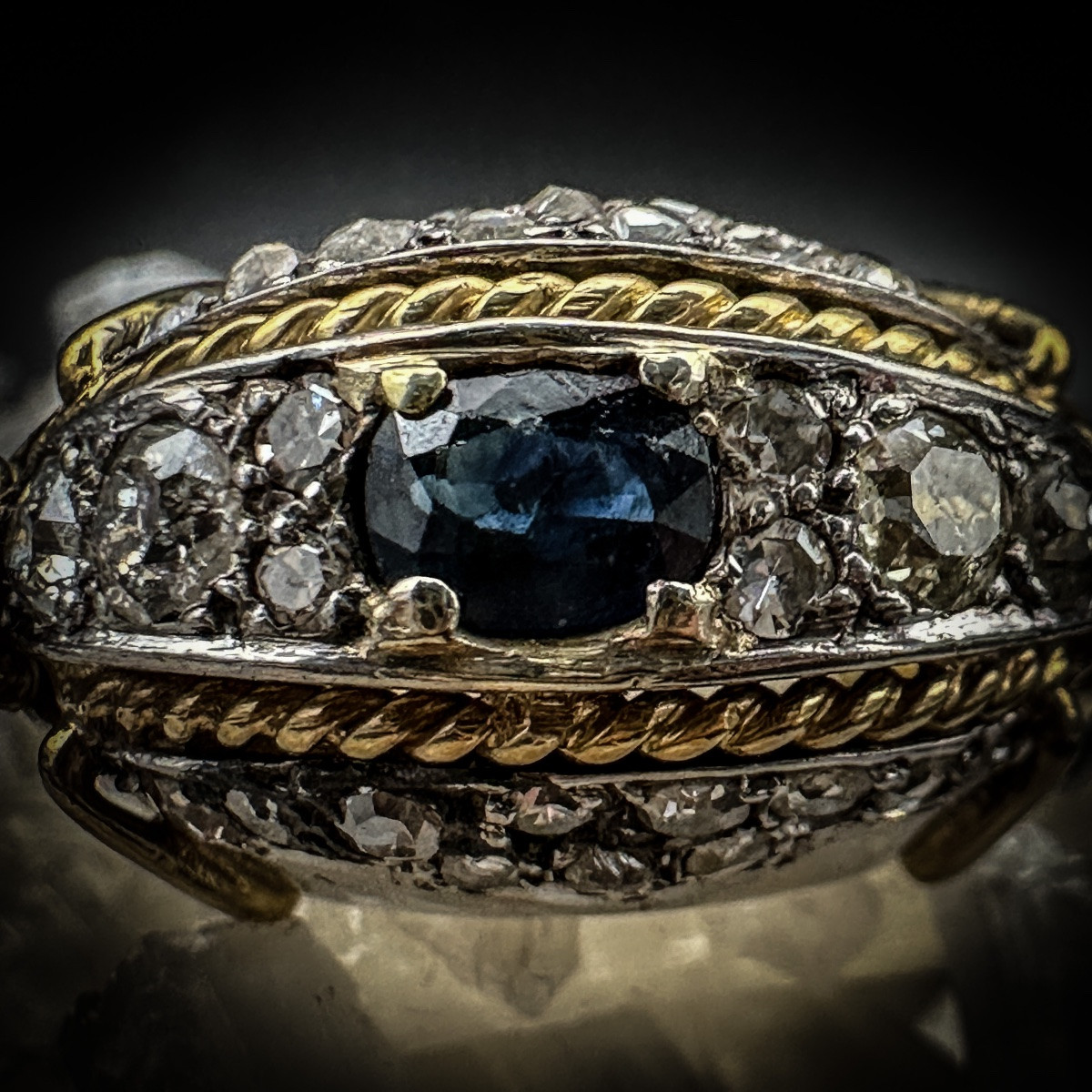 Art Deco Ring In Gold, Sapphire And Diamonds, Circa 1920 Antique Art Deco Ring, Circa 192-photo-4