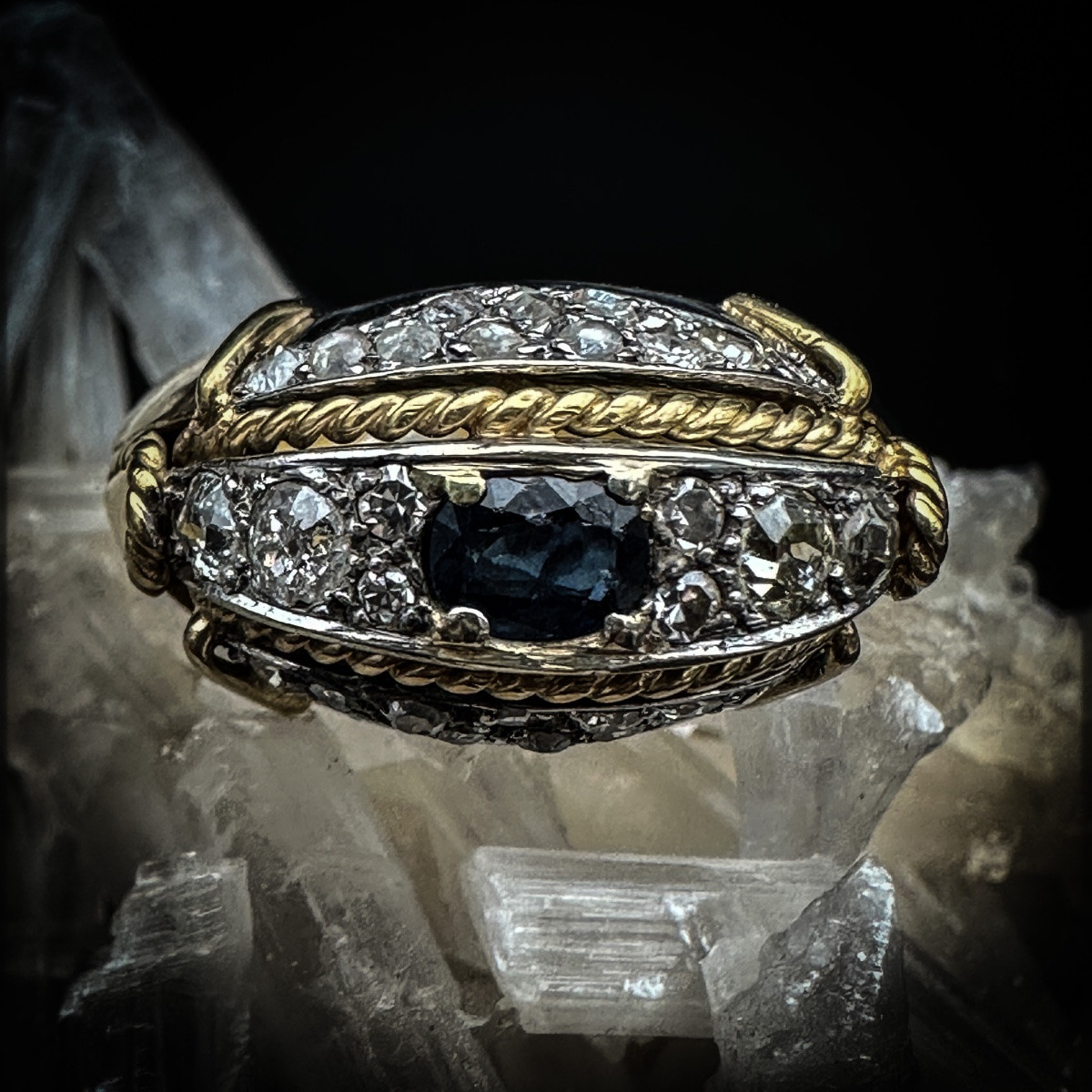 Art Deco Ring In Gold, Sapphire And Diamonds, Circa 1920 Antique Art Deco Ring, Circa 192-photo-5