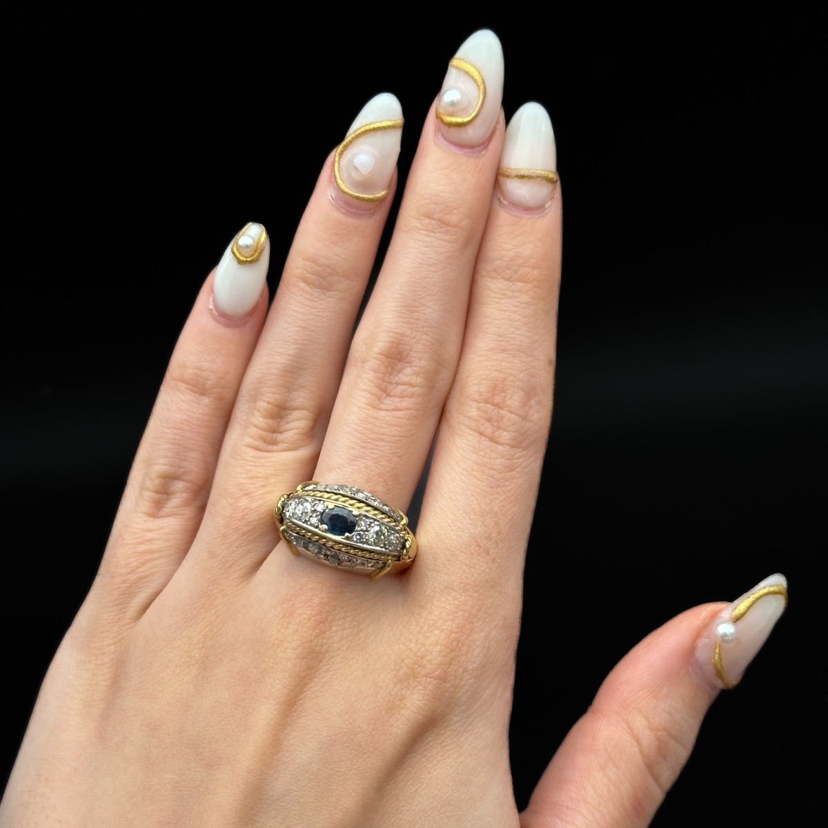 Art Deco Ring In Gold, Sapphire And Diamonds, Circa 1920 Antique Art Deco Ring, Circa 192
