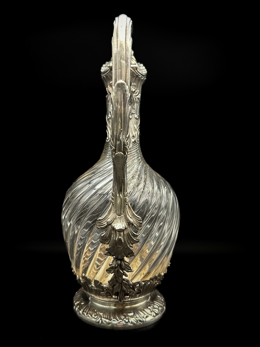 Carafe torsadée en cristal taillé et argent massif 950 millièmes, Tétard Frères, Paris, fin XIX-photo-4