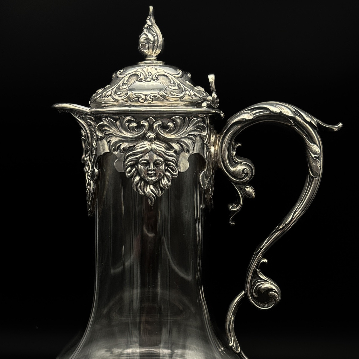 Carafe à vin en cristal et argent massif, Londres 1855  Ravissante carafe à vin d’époque victor-photo-2