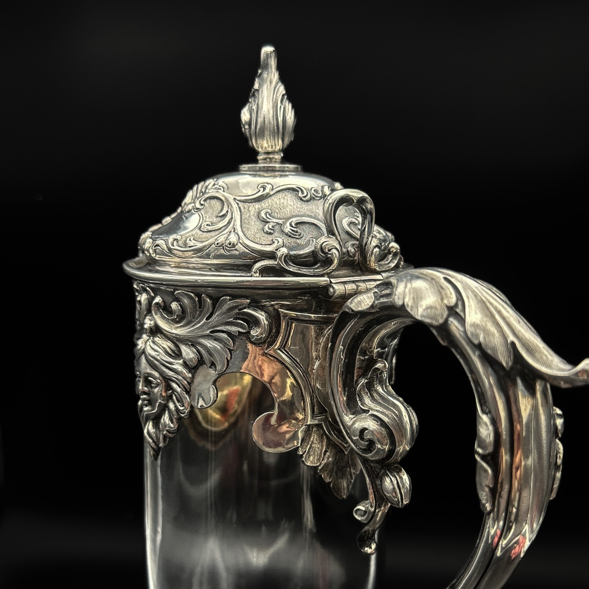 Carafe à vin en cristal et argent massif, Londres 1855  Ravissante carafe à vin d’époque victor-photo-3