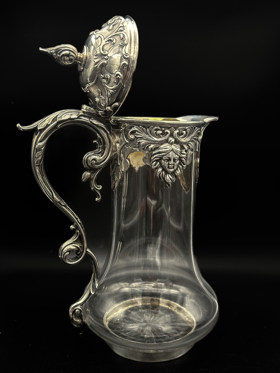 Carafe à vin en cristal et argent massif, Londres 1855  Ravissante carafe à vin d’époque victor-photo-4