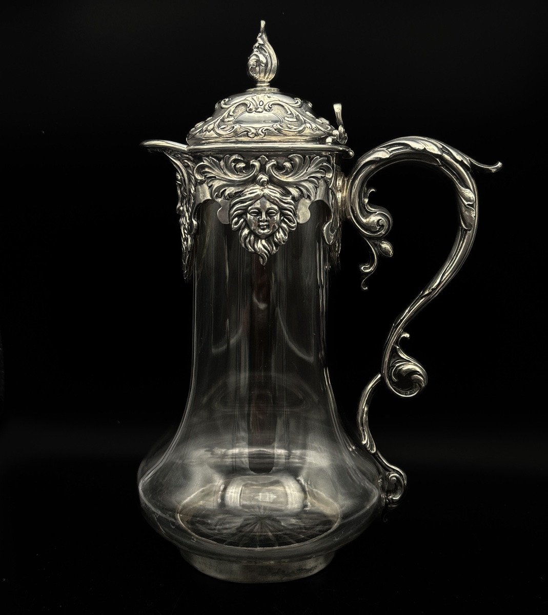 Carafe à vin en cristal et argent massif, Londres 1855  Ravissante carafe à vin d’époque victor-photo-5