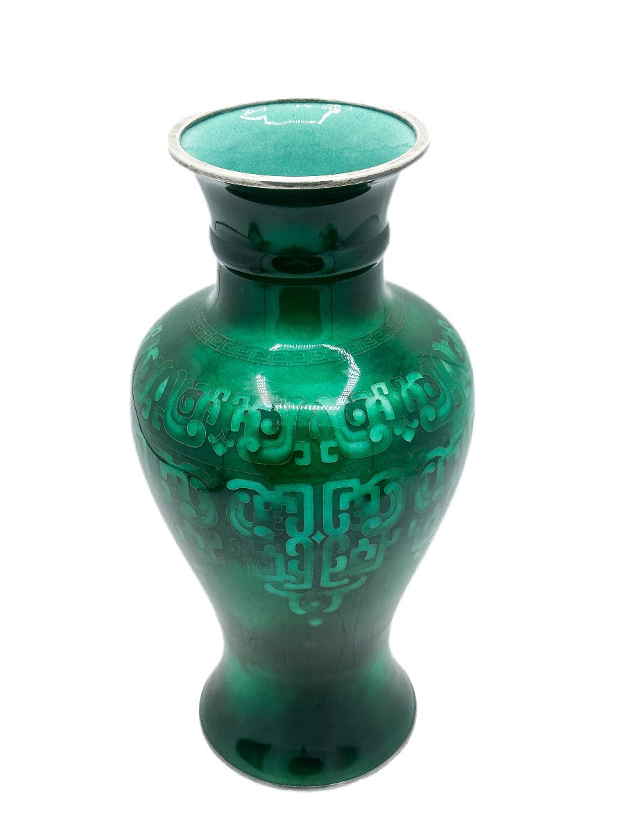 Japanese Cloisonné Enamel And Silver Vase, Meiji Period (circa 1880)  -photo-2
