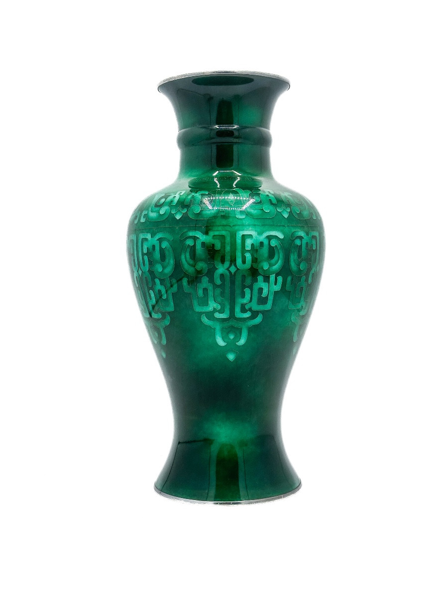 Japanese Cloisonné Enamel And Silver Vase, Meiji Period (circa 1880)  