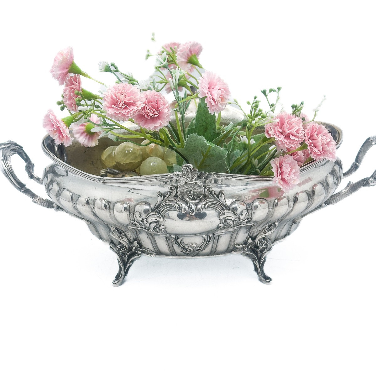 Jardinière Rocaille en argent massif 800, Allemagne – Bruckmann & Söhne, fin XIXᵉ siècle -photo-2