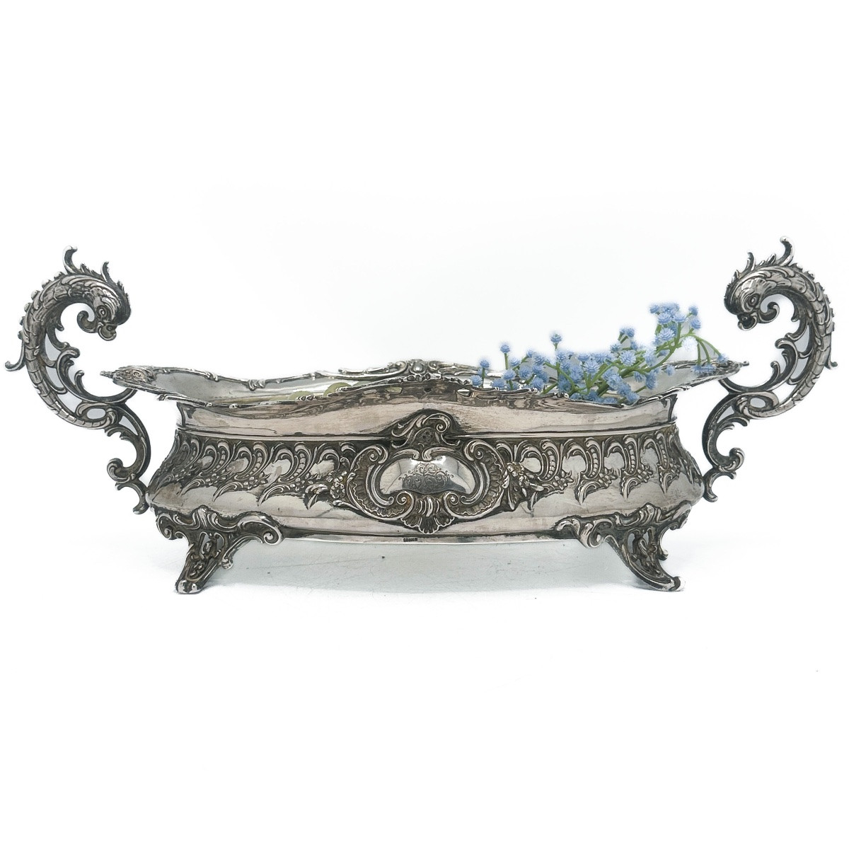 Rocaille Style Solid Silver Jardinière, Germany, Brückmann & Sohn, Circa 1880  -photo-4