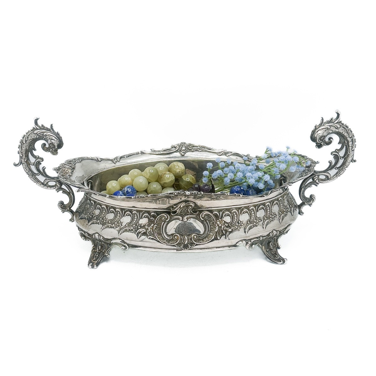Rocaille Style Solid Silver Jardinière, Germany, Brückmann & Sohn, Circa 1880  -photo-4