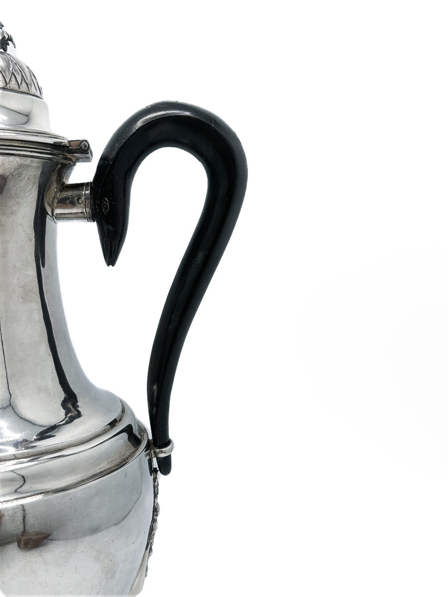 Large Zoomorphic Tripod Coffee Pot With Swan Neck – Solid Silver – Ghent, 1789 – Goldsmith Dupré -photo-3