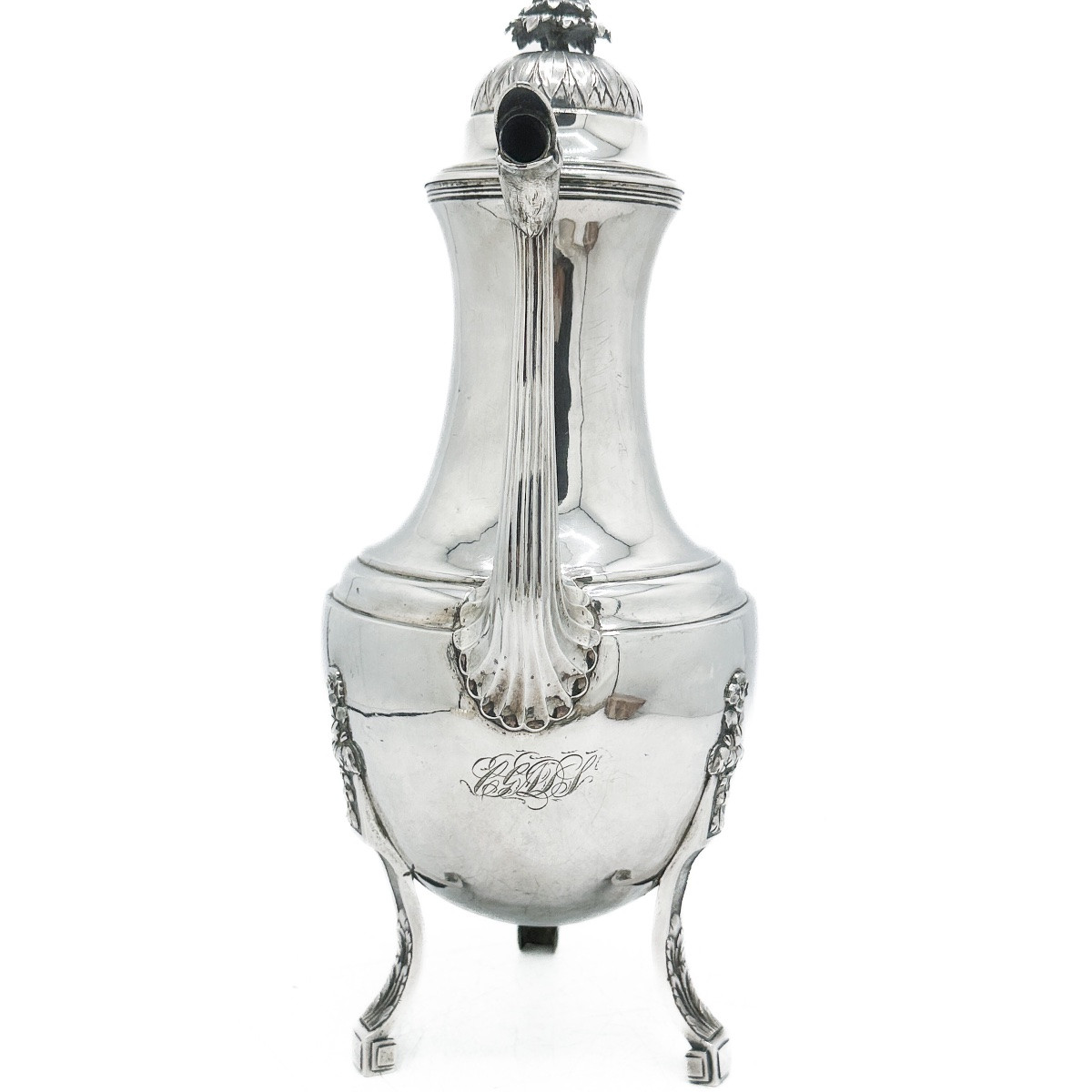 Large Zoomorphic Tripod Coffee Pot With Swan Neck – Solid Silver – Ghent, 1789 – Goldsmith Dupré -photo-4