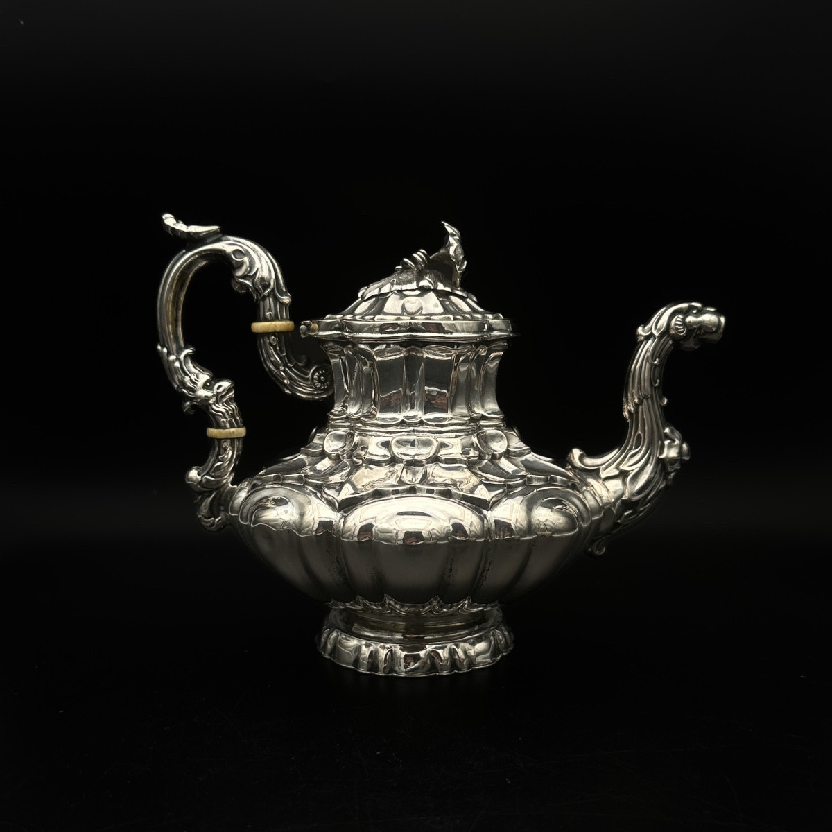 Zoomorphic Teapot In Solid Silver, Austria-hungary, Late 19th Century  -photo-3