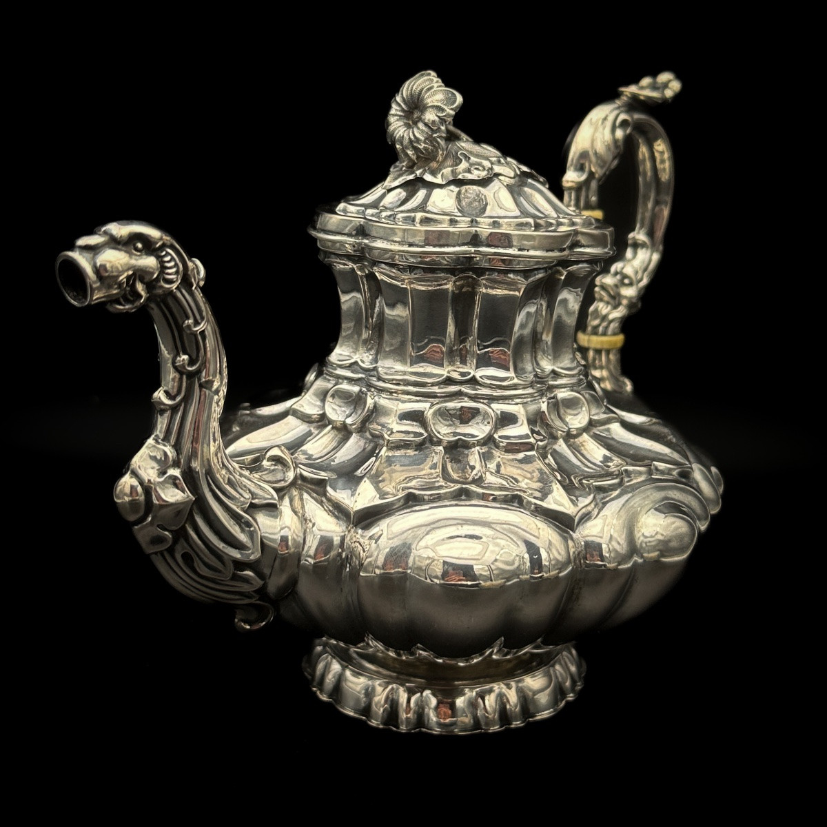 Zoomorphic Teapot In Solid Silver, Austria-hungary, Late 19th Century  -photo-4