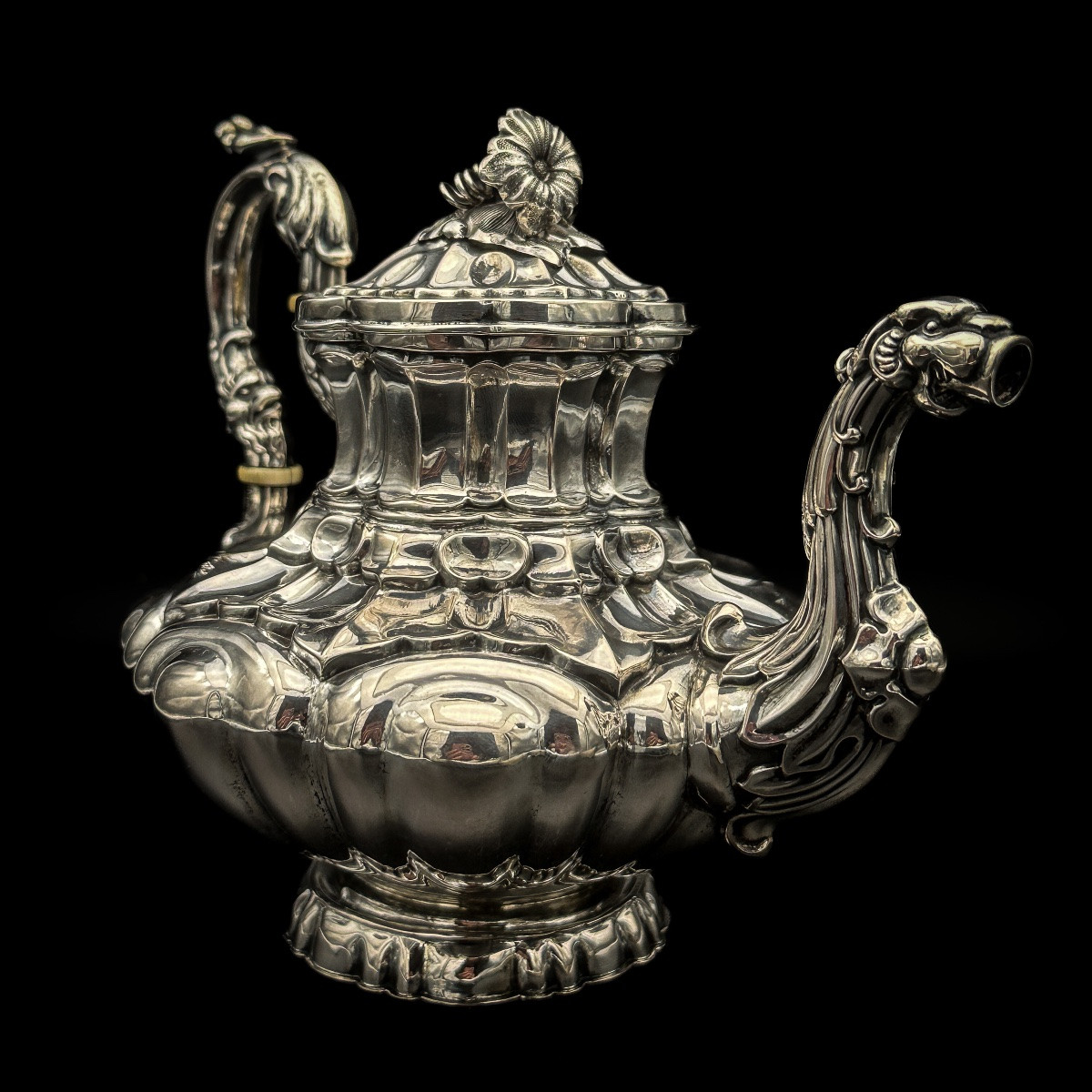 Zoomorphic Teapot In Solid Silver, Austria-hungary, Late 19th Century  -photo-7