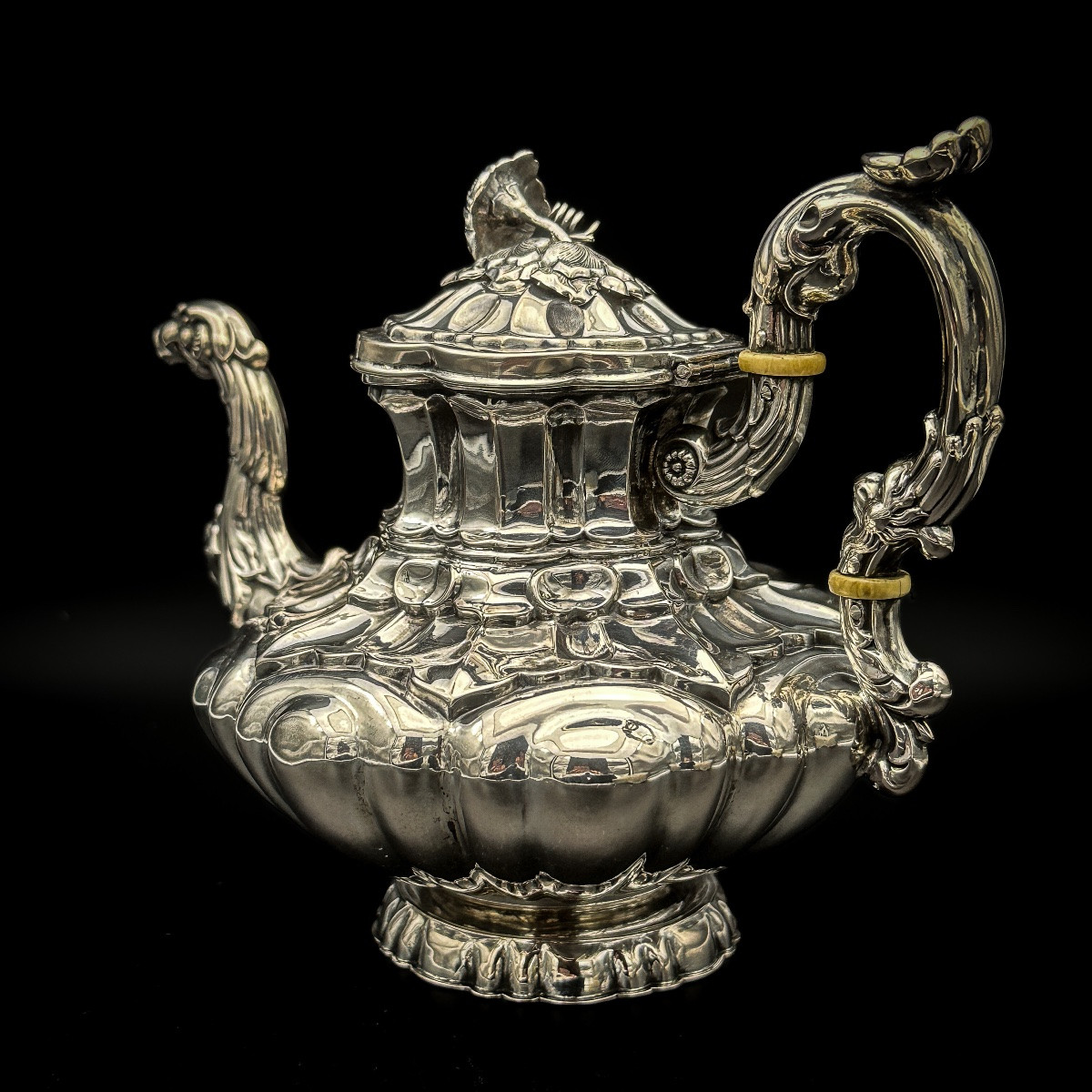 Zoomorphic Teapot In Solid Silver, Austria-hungary, Late 19th Century  -photo-8