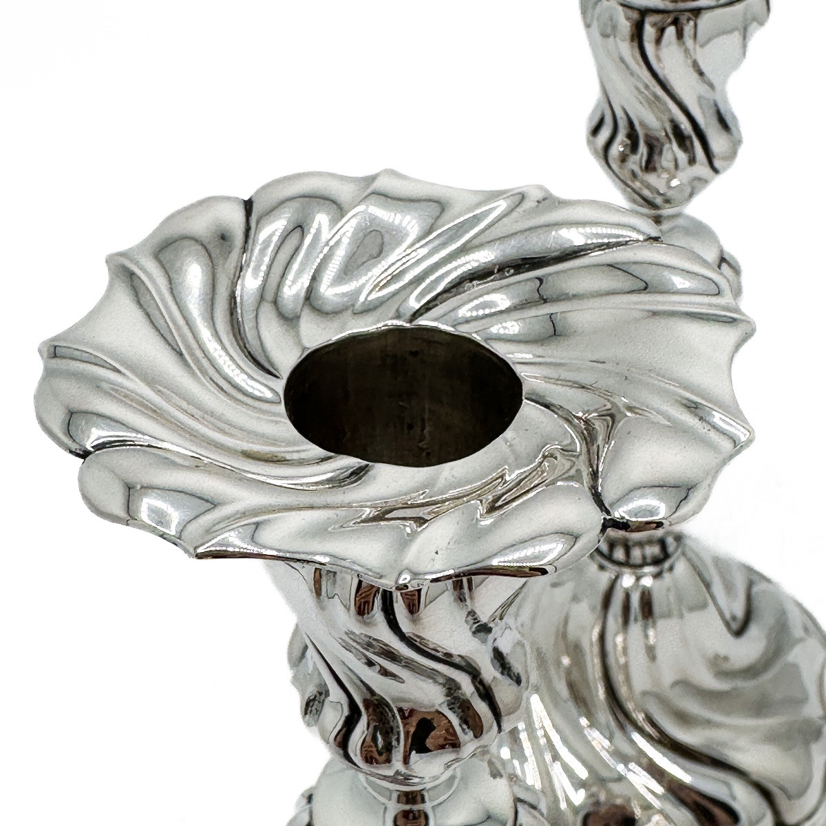 Pair Of Twisted Candlesticks In 800 ‰ Silver, Goldsmith Delheid, 19th Century  -photo-4