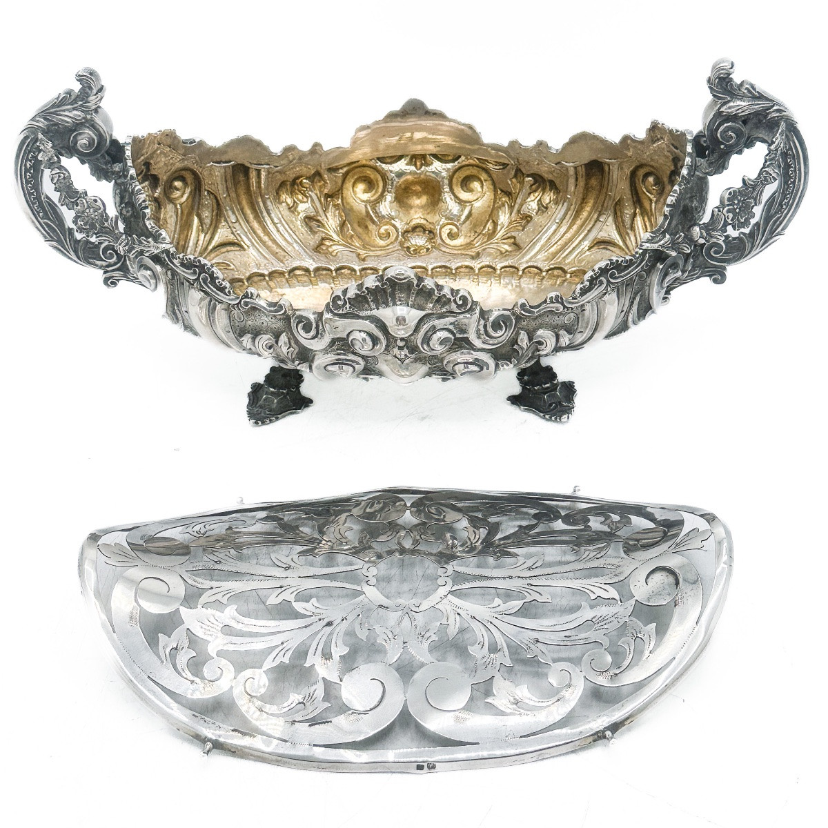 Rococo Silver Planter 833 ‰, Porto, Early 20th Century  -photo-2