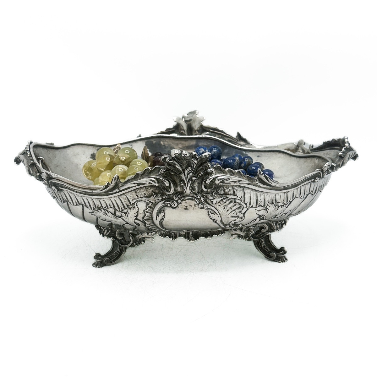 800‰ Solid Silver Jardinière — Hanau, Louis XV Rococo Pattern, Circa 1880, With Removable Inner-photo-3
