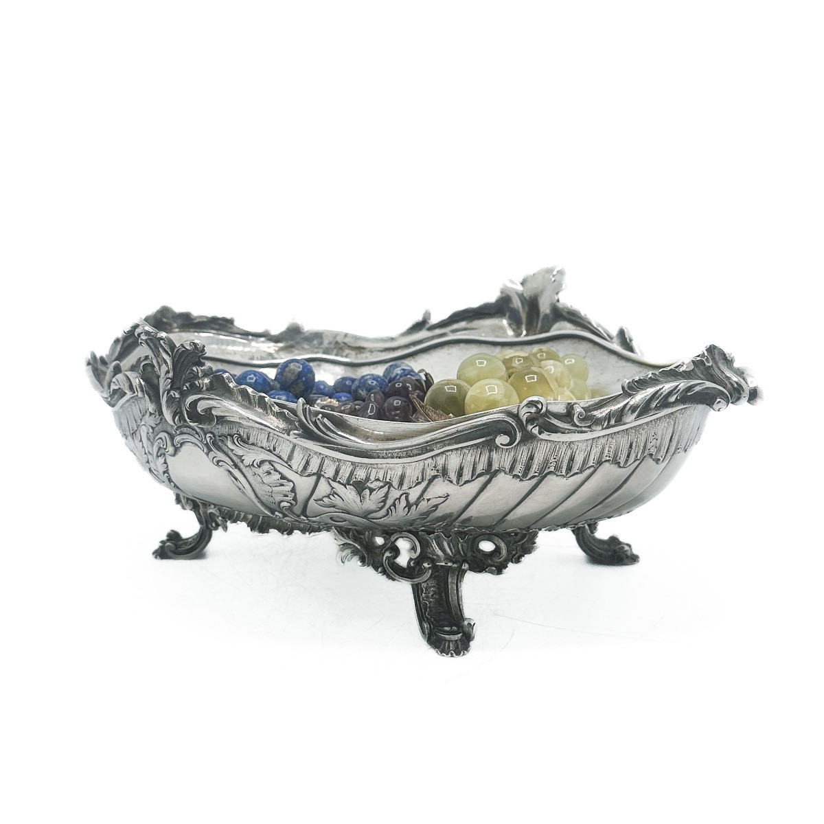 800‰ Solid Silver Jardinière — Hanau, Louis XV Rococo Pattern, Circa 1880, With Removable Inner-photo-4