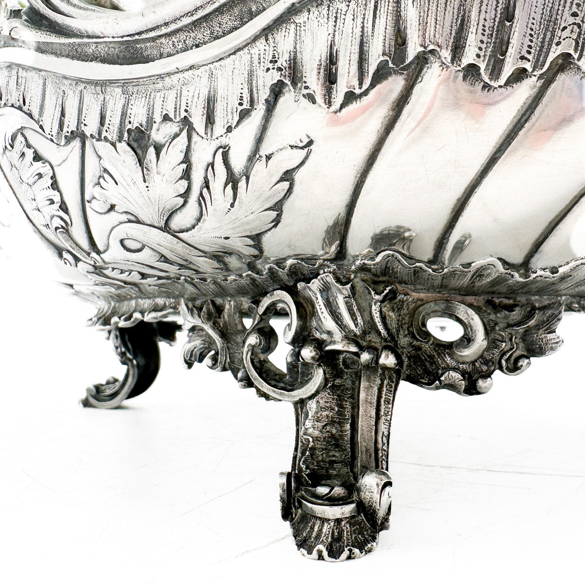 800‰ Solid Silver Jardinière — Hanau, Louis XV Rococo Pattern, Circa 1880, With Removable Inner-photo-1