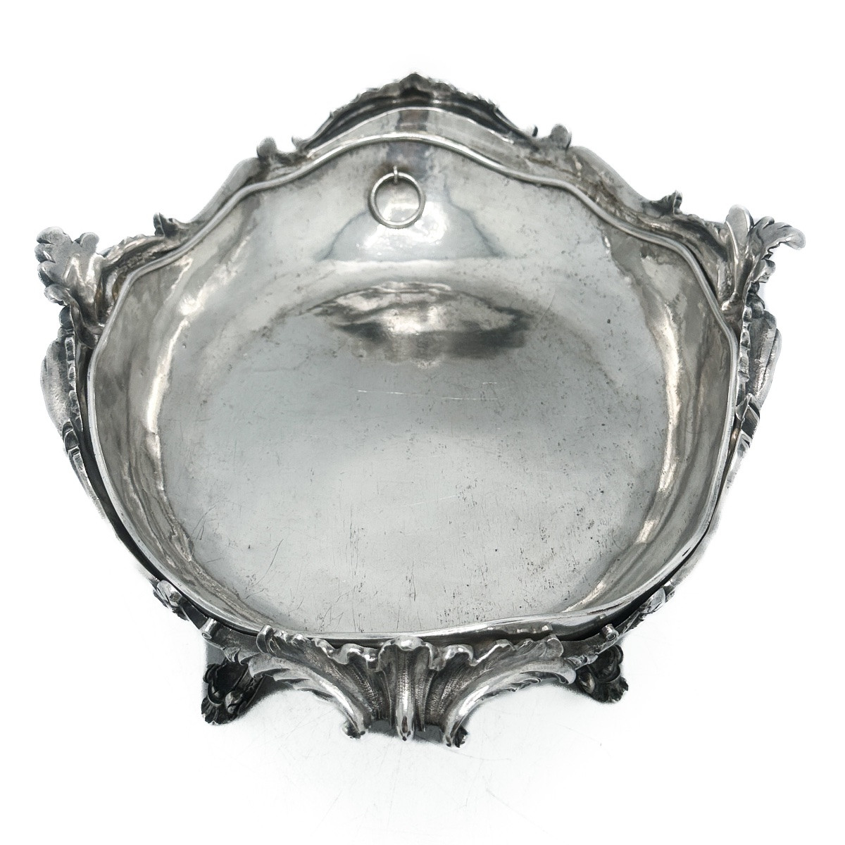 800‰ Solid Silver Jardinière — Hanau, Louis XV Rococo Pattern, Circa 1880, With Removable Inner-photo-3