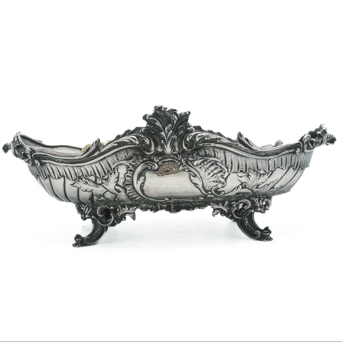 800‰ Solid Silver Jardinière — Hanau, Louis XV Rococo Pattern, Circa 1880, With Removable Inner-photo-5