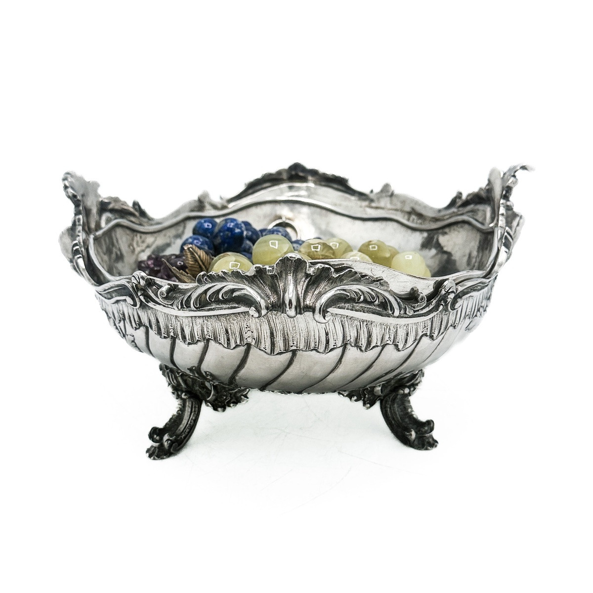 800‰ Solid Silver Jardinière — Hanau, Louis XV Rococo Pattern, Circa 1880, With Removable Inner-photo-6