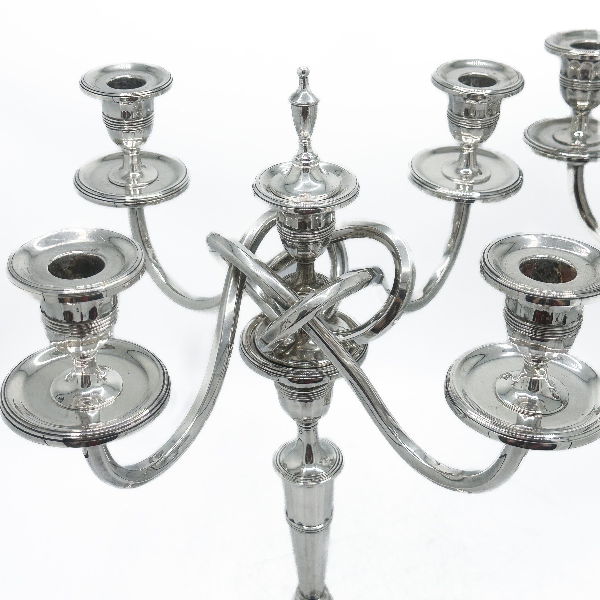 Pair Of Five-light Candelabra In Solid 934 Thousandths Silver, Porto, Early 20th Century -photo-2