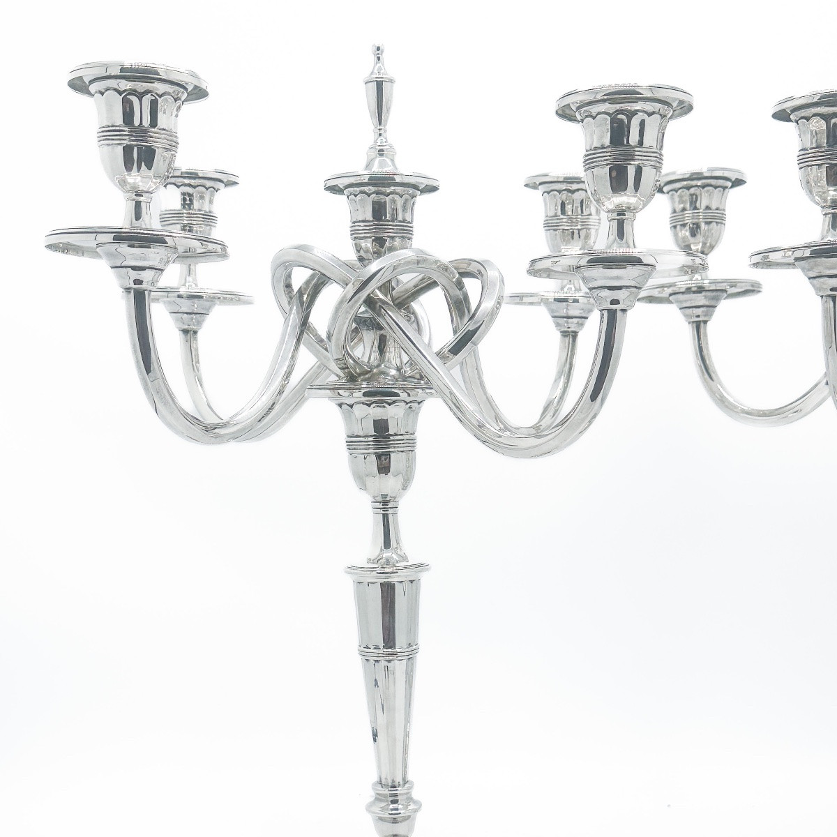 Pair Of Five-light Candelabra In Solid 934 Thousandths Silver, Porto, Early 20th Century -photo-6